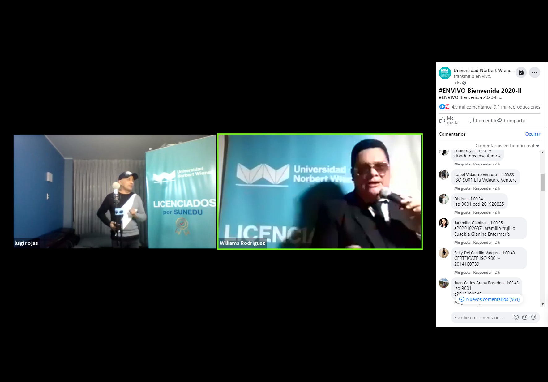AUTORIDADES DE LA UNIVERSIDAD NORBERT WIENER DIERON LA BIENVENIDA VIRTUAL A SUS ESTUDIANTES