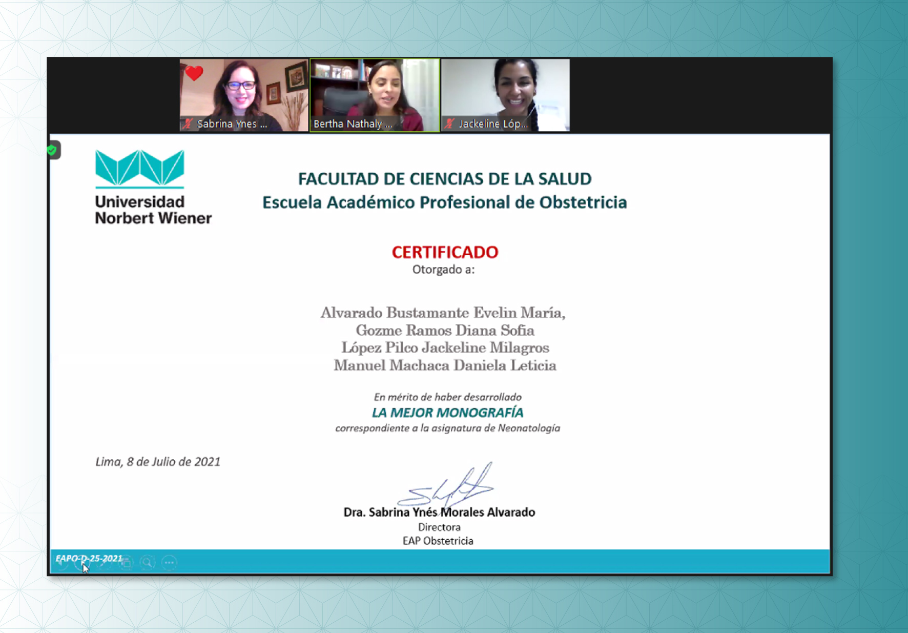 EAP DE OBSTETRICIA PROMUEVE LA INVESTIGACIÓN Y PREMIA LAS MEJORES MONOGRAFÍAS DE SUS ESTUDIANTES