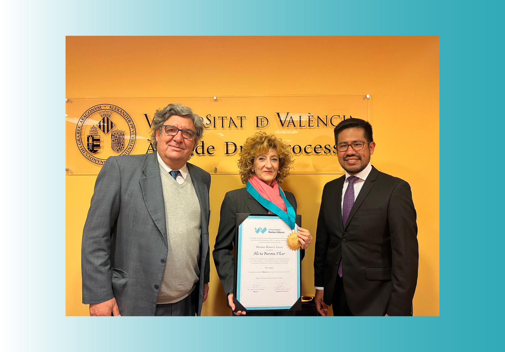 UNIVERSIDAD NORBERT WIENER OTORGÓ DISTINCIÓN DE DOCTORA HONORIS CAUSA A SILVIA BARONA, CATEDRÁTICA DE DERECHO DE LA UNIVERSIDAD DE VALENCIA