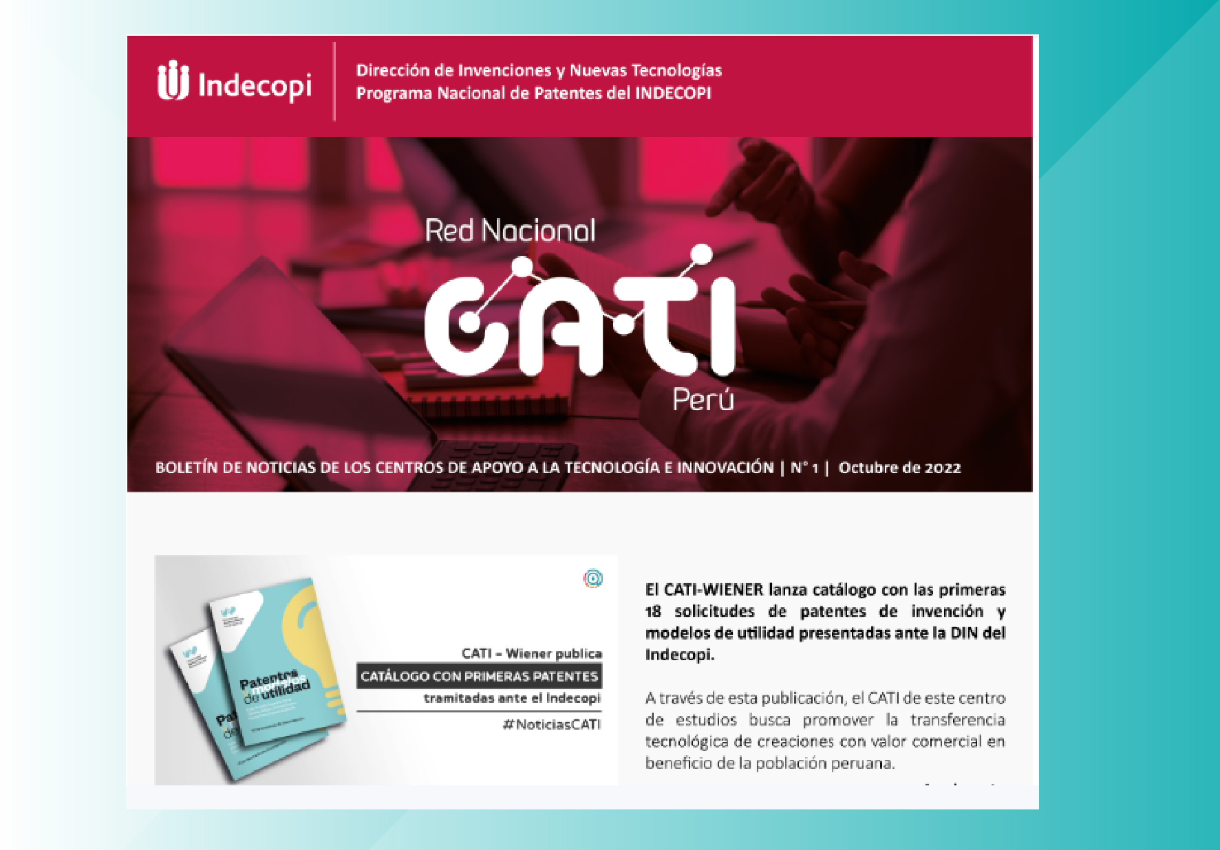 PROGRAMA PATENTA DE INDECOPI COMPARTIÓ A TODA LA COMUNIDAD PERUANA NUESTRO PRIMER CATÁLOGO DE PATENTES Y MODELOS DE UTILIDAD
