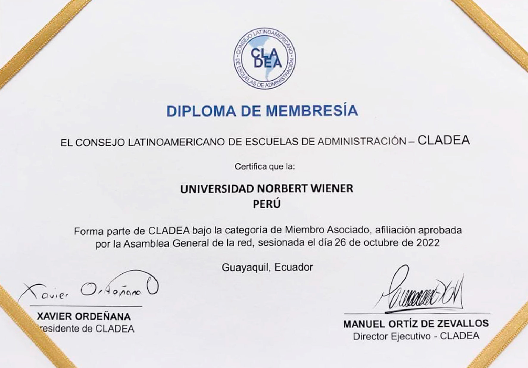 UNIVERSIDAD NORBERT WIENER SE INTEGRA AL CONSEJO LATINOAMERICANO DE ESCUELAS DE ADMINISTRACIÓN