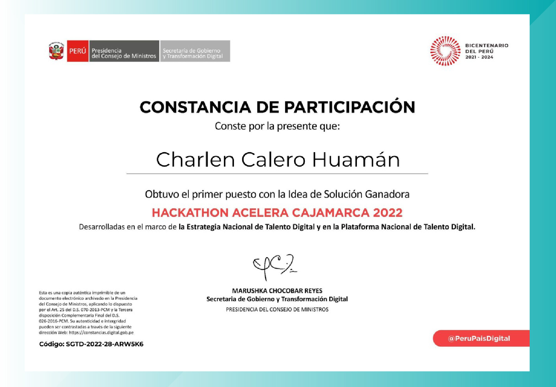 DOCENTE DE LA EAP DE INGENIERÍAS DE NORBERT WIENER GANÓ CONCURSO DE TALENTO DIGITAL ORGANIZADO POR LA PRESIDENCIA DEL CONSEJO DE MINISTROS