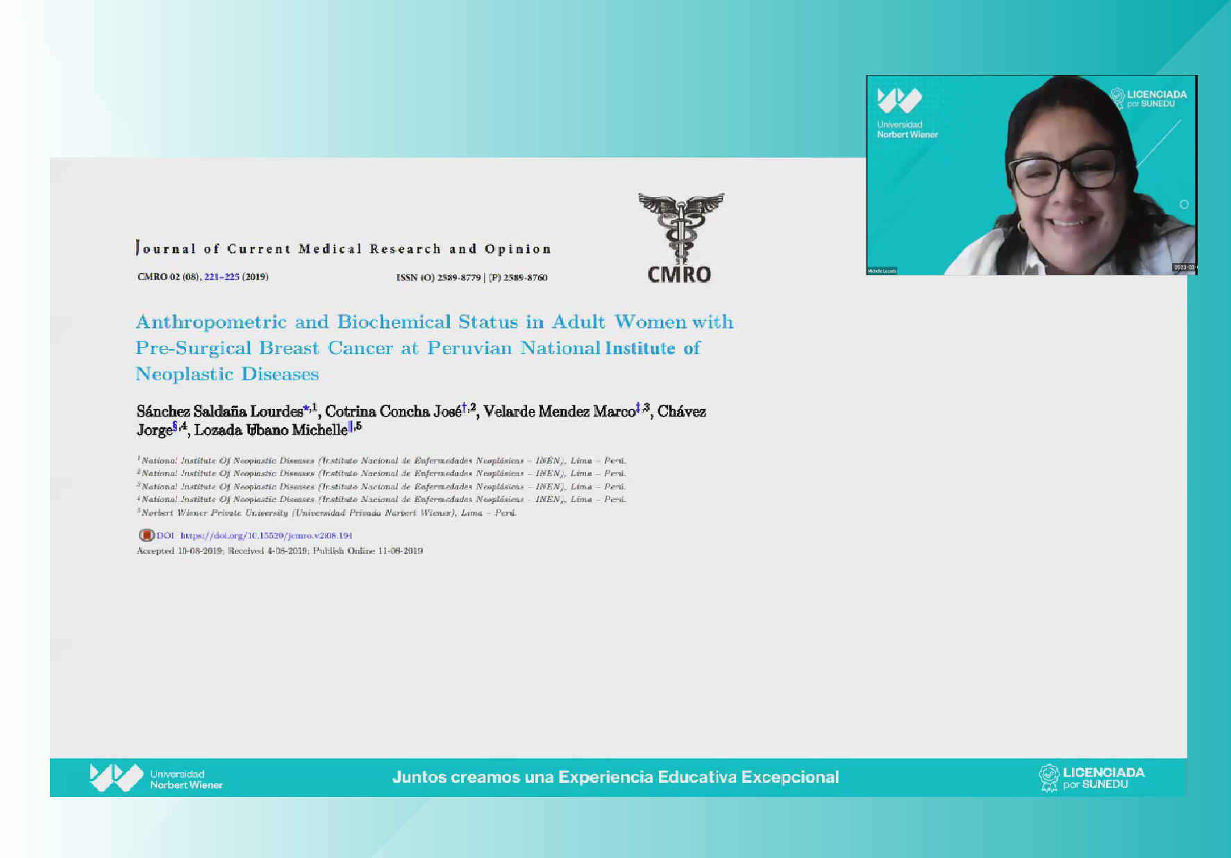 UNIVERSIDAD NORBERT WIENER REALIZÓ WEBINAR SOBRE TRAYECTORIA DE LA MUJER INVESTIGADORA