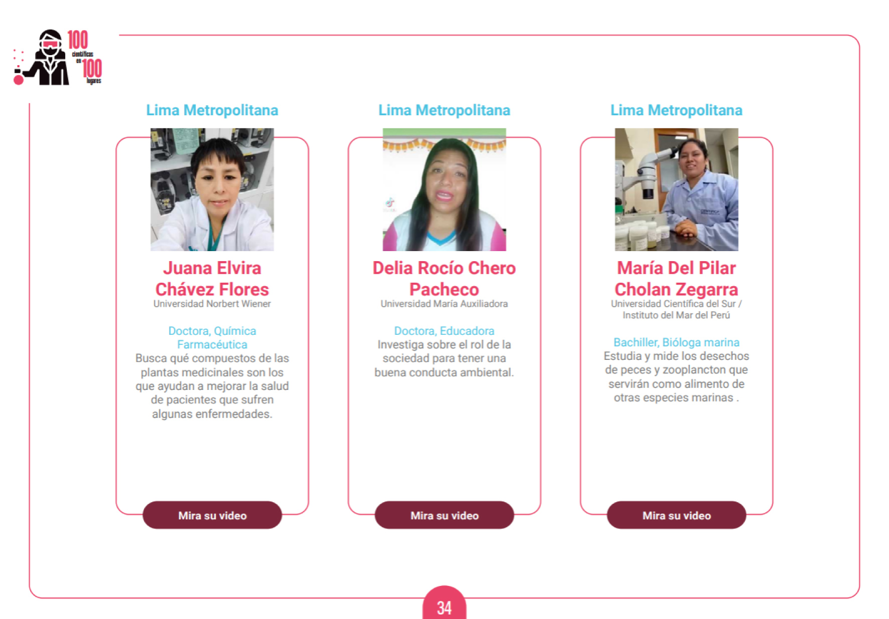 DOCENTE INVESTIGADORA DE LA UNIVERSIDAD NORBERT WIENER ENTRE LAS 100 INVESTIGADORAS QUE DESTACAN POR SU APORTE A LA CIENCIA